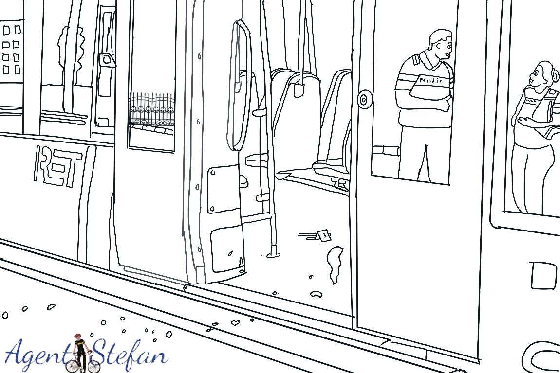 Voorbeeld van kleurplaat incident in de metro
